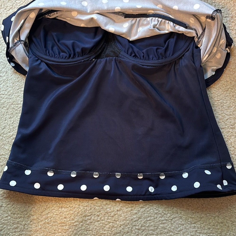 Lands End Navy & White two Piece Swim Suit - size 12/10 - Picture 10 of 10